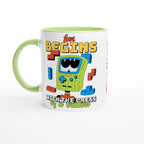 Personalised - Fun Begins With The Press Of A Button - White 11oz Ceramic Mug White 11oz Ceramic Mug with Color Inside Ceramic Green Personalised 11oz Mug customise Games Globally Fulfilled personalise