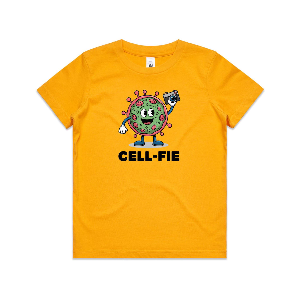 Cell-fie Cell Selfie Kids AS Colour T-shirt Gold Kids Youth T-shirt Printed In Australia Science