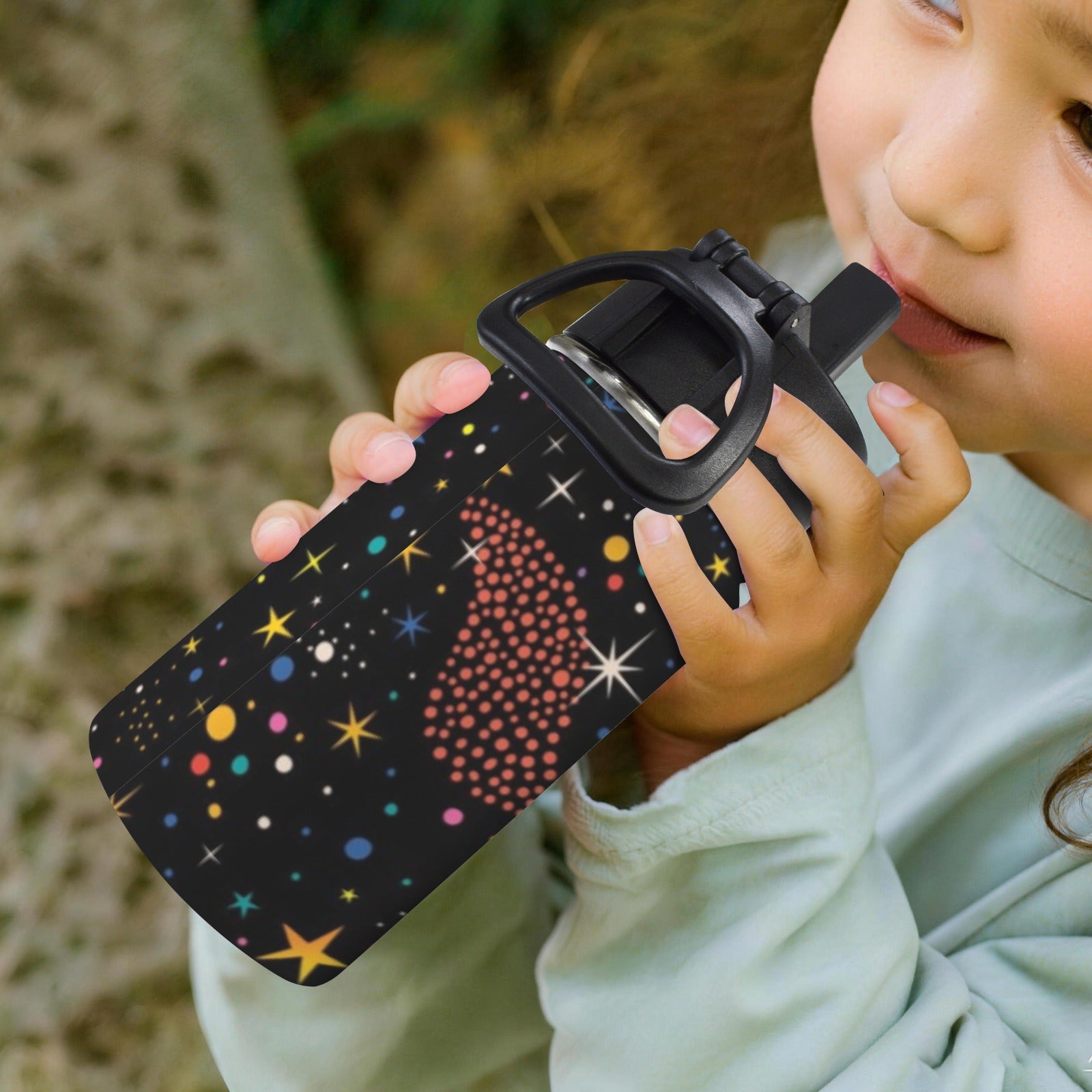 Colourful Space 12oz Kids Water Bottle with Straw Lid