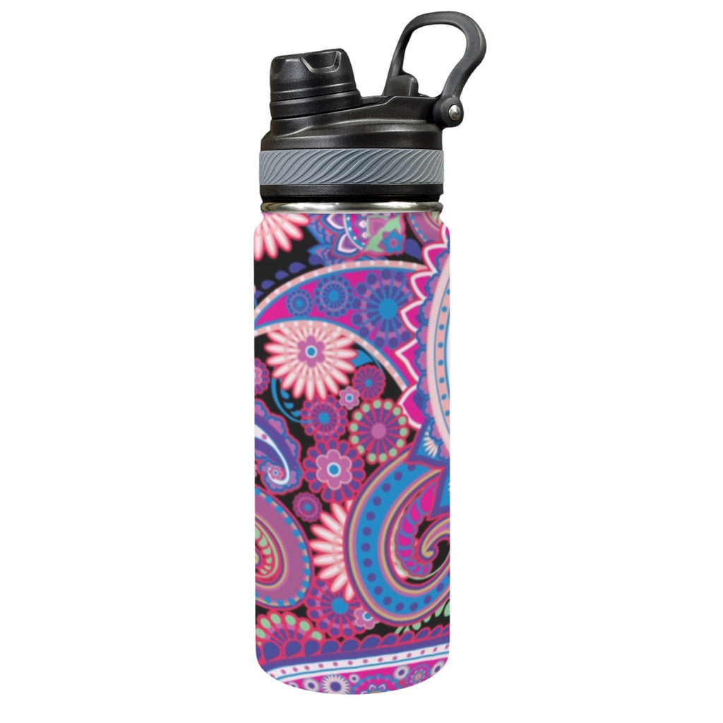 Purple Paisley Insulated Water Bottle with Dual-Use Lid (18oz) One Size Insulated Water Bottle with Dual-Use Lid (18oz) Printed Offshore