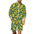 Happy Bananas Men's Lightweight Sun Hoodie & Shorts Set 4XL Men's Lightweight Sun Hoodie & Shorts Food Printed Offshore