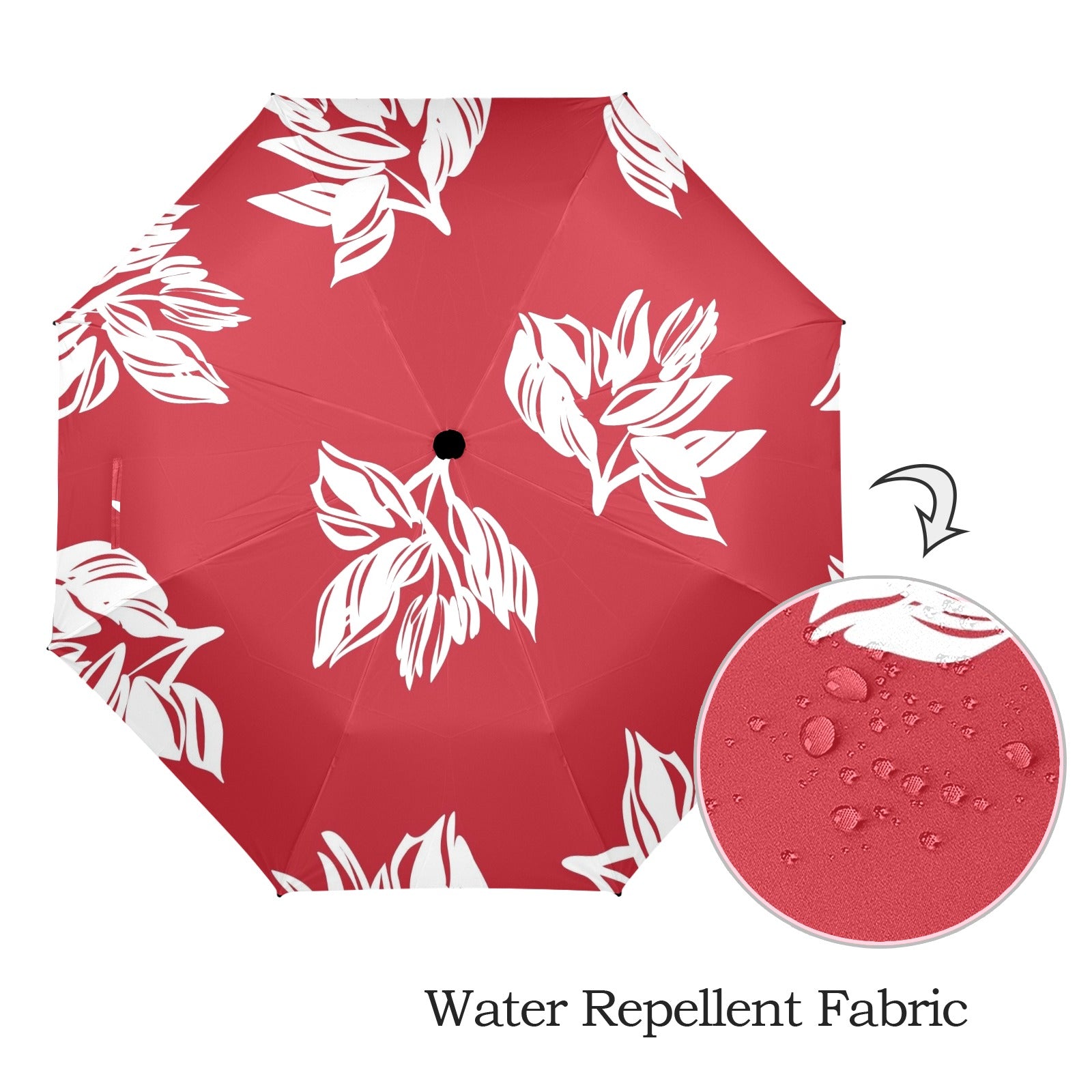 Red Retro Foliage, Hawaiian Flower - Semi-Automatic Foldable Umbrella (Model U12) Semi-Automatic Foldable Umbrella (U12)