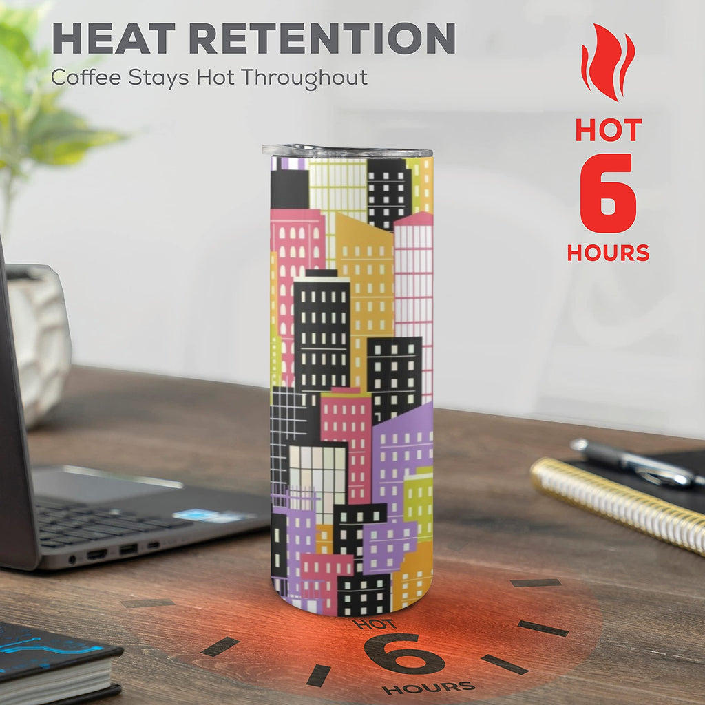 City Scape - 20oz Tall Skinny Tumbler with Lid and Straw