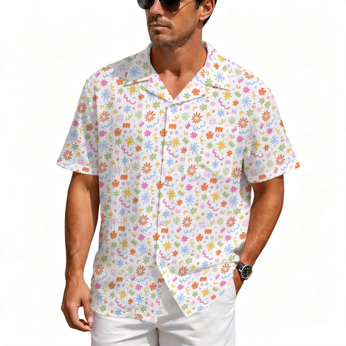 Abstract Colourful Shapes Men's Crinkle Hawaiian Shirt Men's Crinkle Hawaiian Shirt Printed Offshore