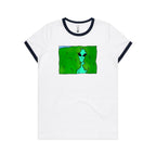Alien Hedge Meme - Women's Ringer Tee White Navy Womens Ringer T-shirt Printed In Australia Sci Fi
