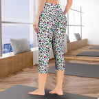 Animal Print In Colour Women's High Waist Pocket Capri Yoga Leggings Women's High Waist Capri Yoga Leggings animal Printed Offshore