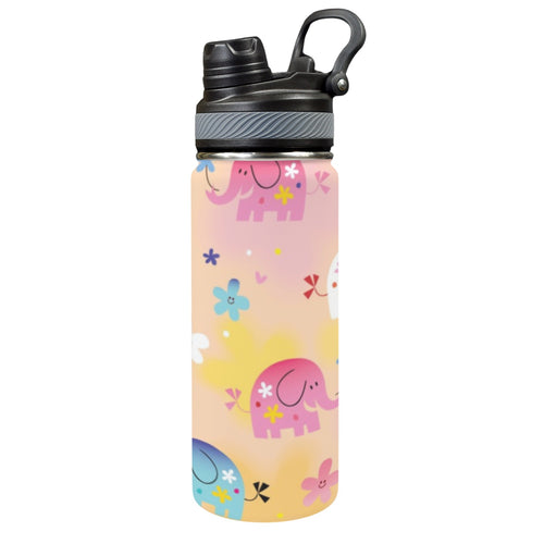 Baby Elephants - Insulated Water Bottle with Dual-Use Lid (18oz) One Size Insulated Water Bottle with Dual-Use Lid (18oz) animal Printed Offshore