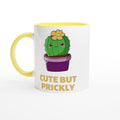 Cactus, Cute But Prickly White 11oz Ceramic Mug with Colour Inside Ceramic Yellow Colour 11oz Mug Globally Fulfilled Plants