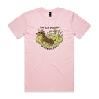 Dachshund, I've Got Friends In Low Places Men's AS Colour T-shirt Pink Mens T-shirt animal Printed In Australia