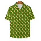 Yellow Rubber Ducks On Green Women's Short-Sleeve Button Up Shirt