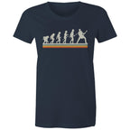 Guitar Player Evolution - Womens T-shirt Navy Womens T-shirt Music Printed In Australia