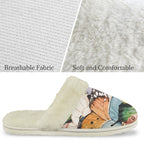 Butterfly Wings Women's Fur Trim Thick-Sole Indoor Slippers Women's Fur Trimmed Slippers animal Printed Offshore