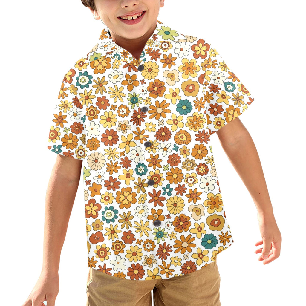 70's Style Floral Junior Kids Hawaiian Shirt