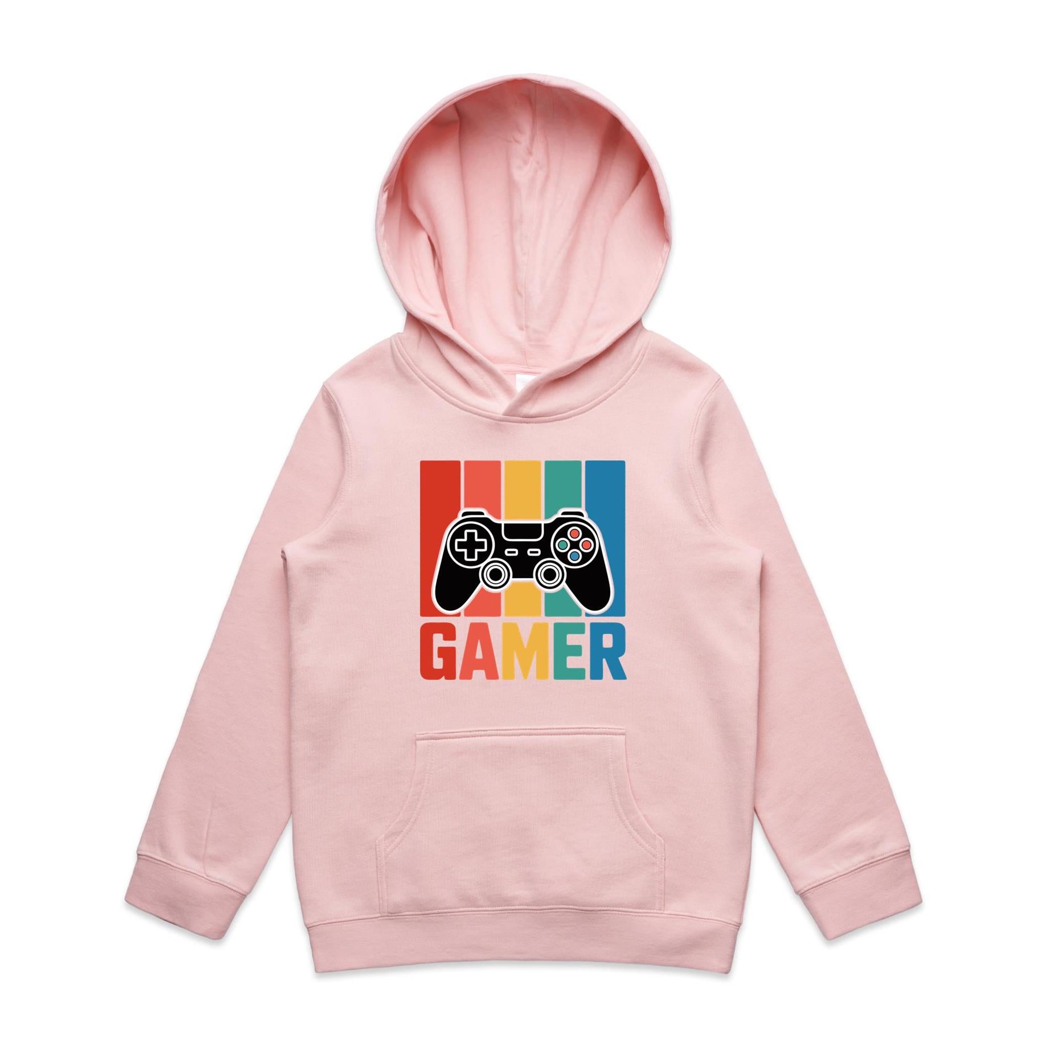 Gamer Kid's AS Colour Hoodie Pink Kids Hoodie Games Printed In Australia