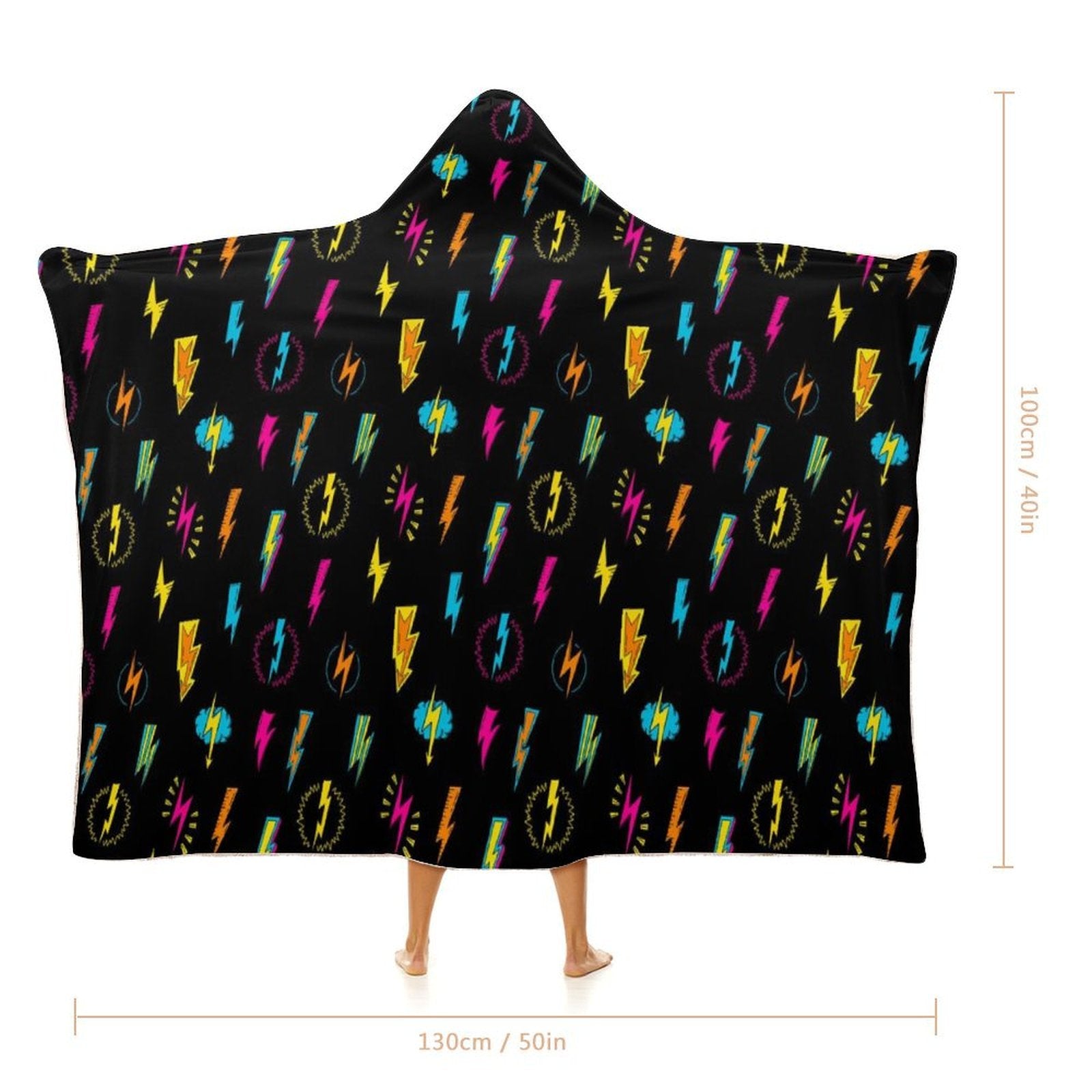 Fun Lightning, Comic Book Kids Hooded Blanket 100cm x 130cm Kids Hooded Blanket comic Printed Offshore