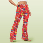 Comic Book Red High Waist Crossover Tummy Control Flare Leggings High Waist Flare Leggings comic Printed Offshore
