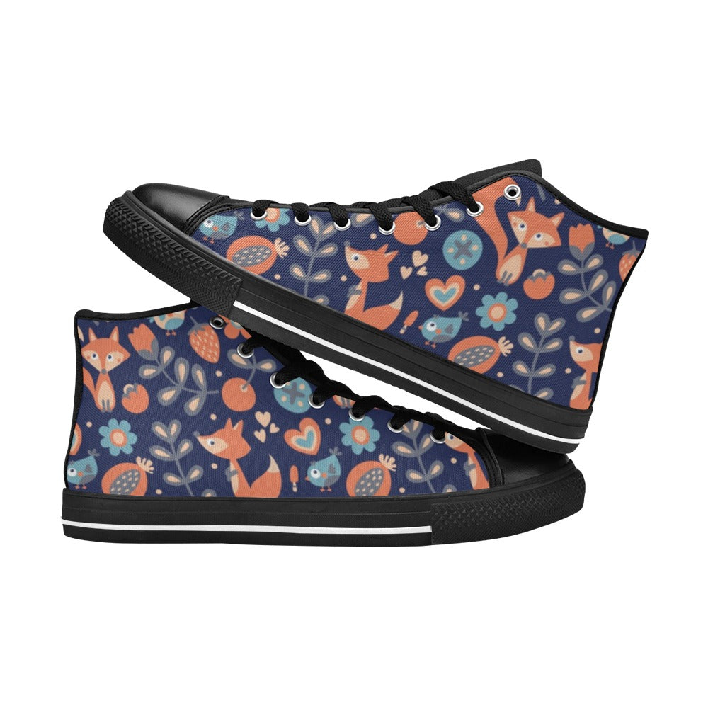 Cute Fox - Kids High Top Canvas Shoes