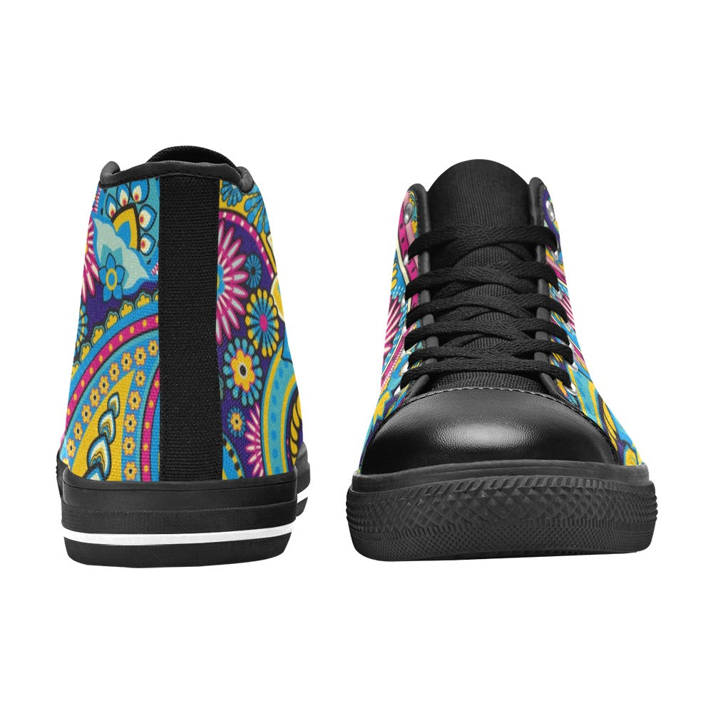 Bright Paisley - Men's High Top Canvas Shoes