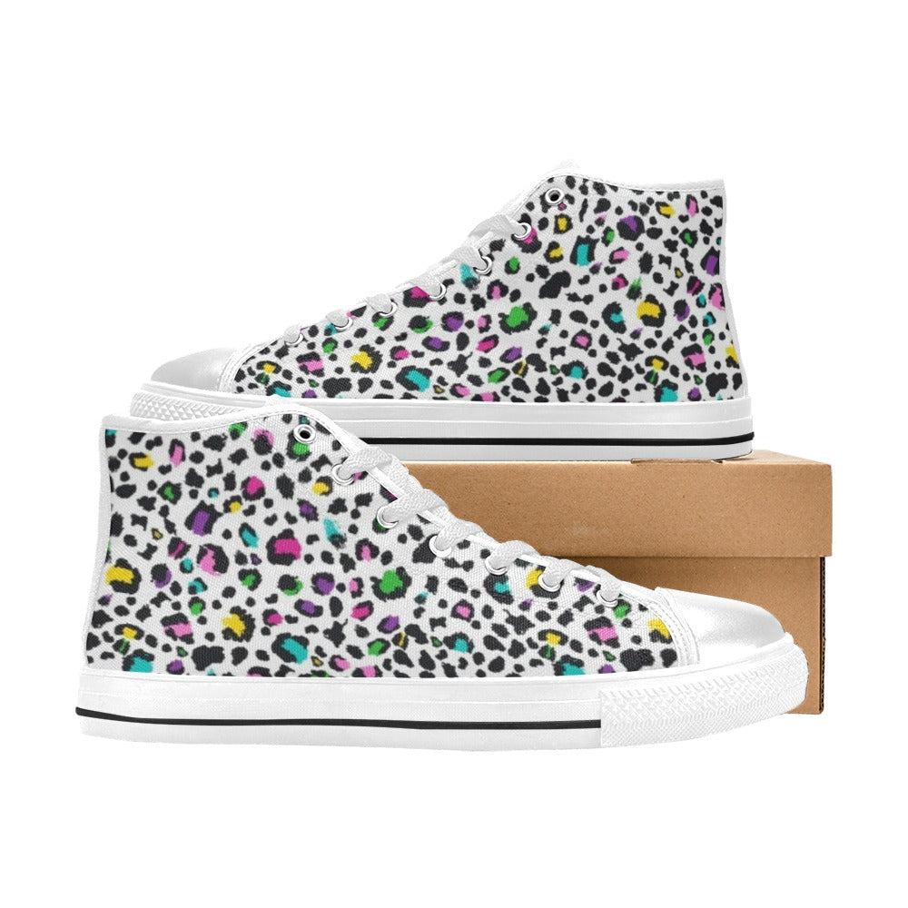 Animal Print In Colour - Men's High Top Canvas Shoes