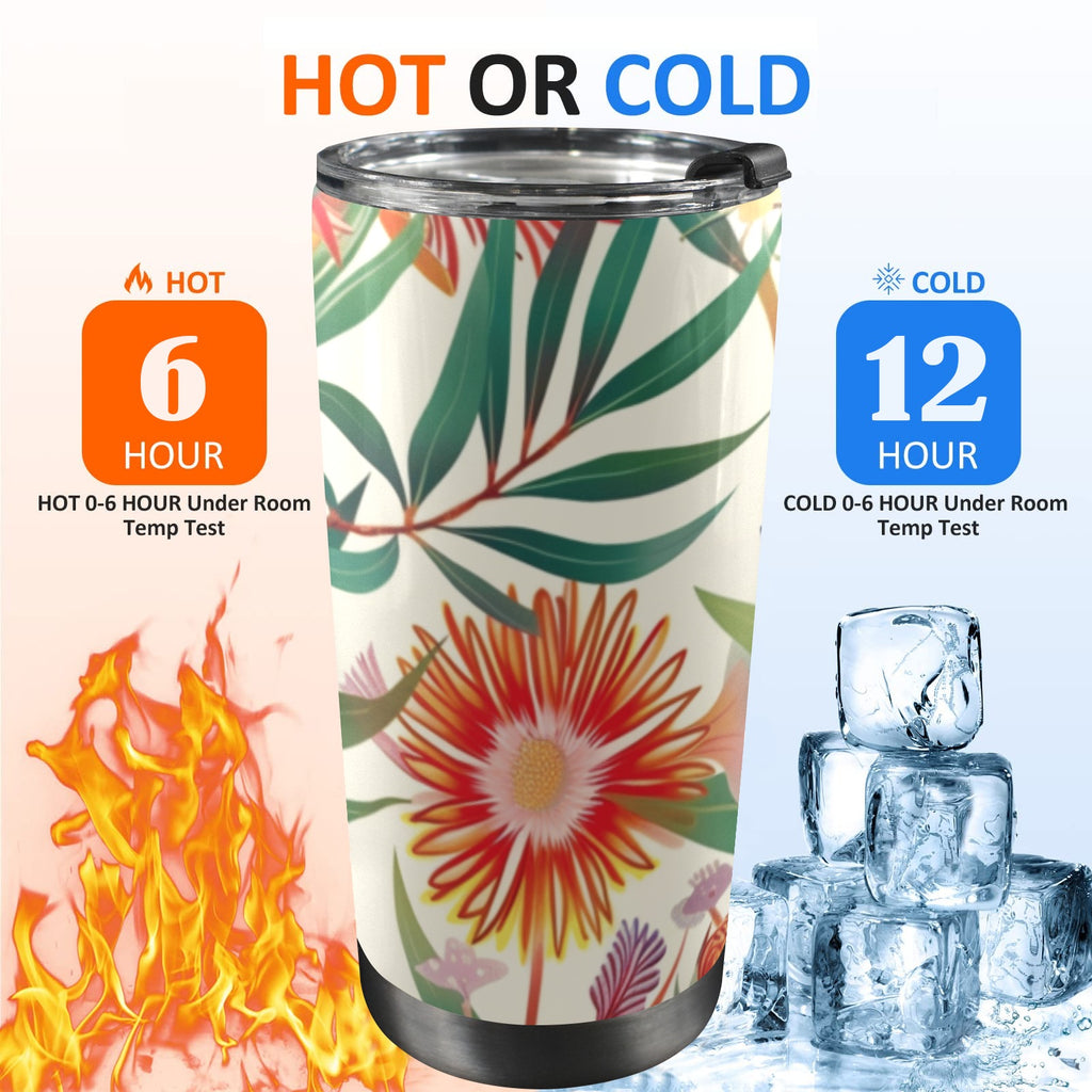 Native Flora - 20oz Mobile Tumbler with Lid (Black Lock) 20oz Travel Mug Plants Printed Offshore