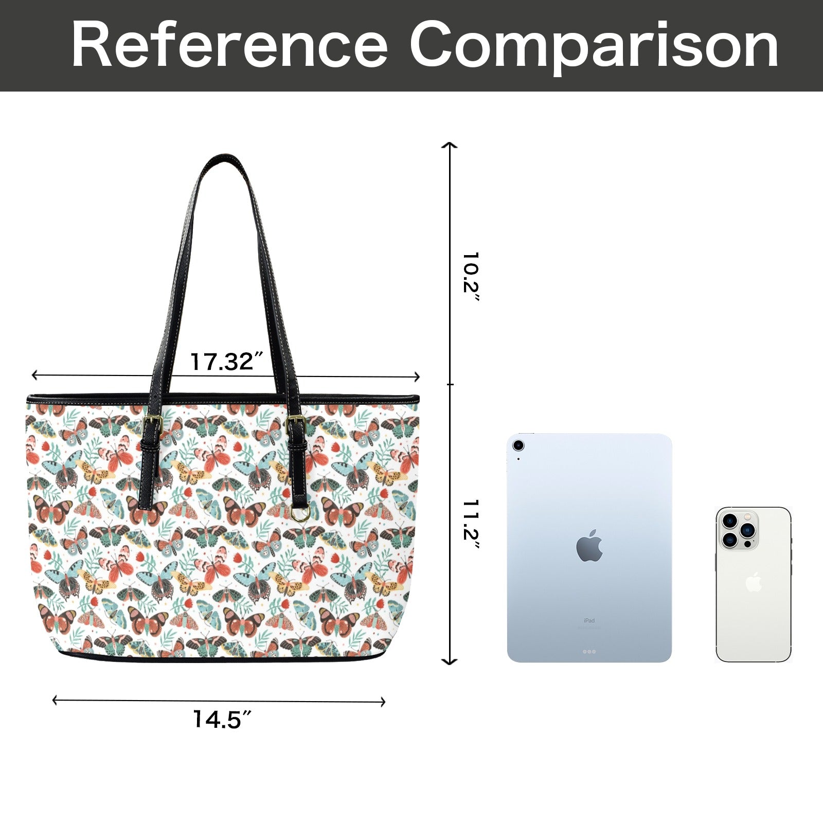 Pretty Moths And Butterflies - PU Leather Tote Bag - Large