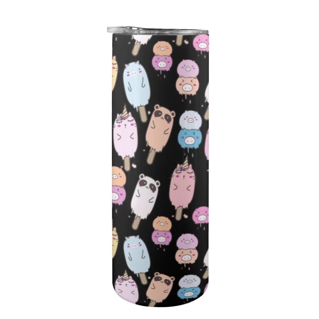Cute Animal Ice Blocks - 20oz Tall Skinny Tumbler with Lid and Straw