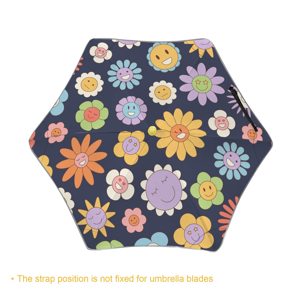Groovy Flowers Kids Safe Round Corner Umbrella