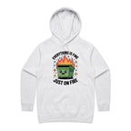 Skip Bin, Dumpster Fire Women's AS Colour Hoodie White Marle Womens Hoodie Printed In Australia