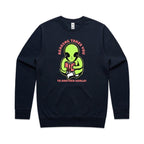 Reading Takes You To Another World, Alien - AS Colour Stencil Crew Sweatshirt Navy Sweatshirt Printed In Australia Reading Sci Fi