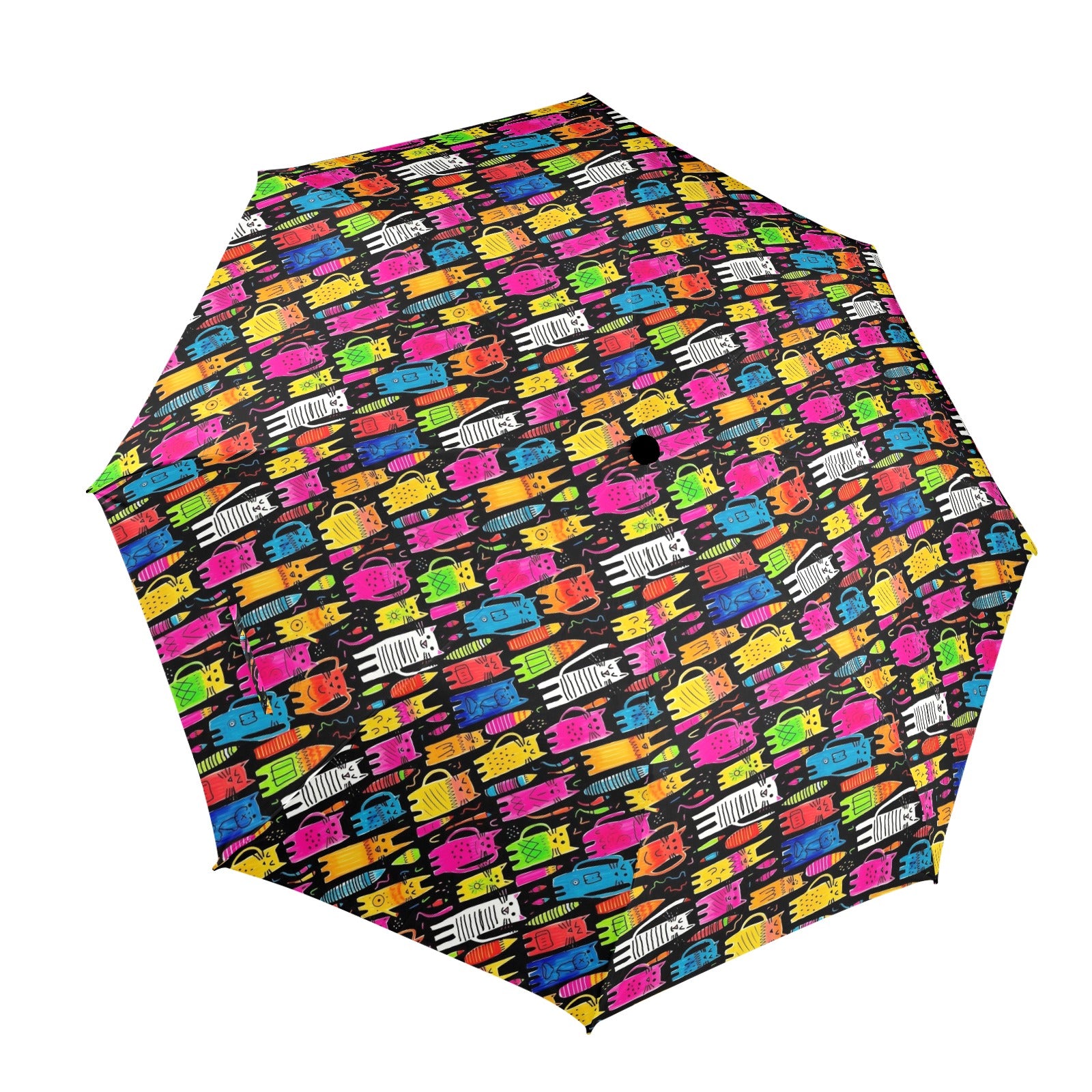 Colourful Cats - Semi-Automatic Foldable Umbrella (Model U12) One Size Semi-Automatic Foldable Umbrella (U12)
