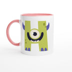 Personalised - Monster Initial - White 11oz Ceramic Mug with Color Inside Ceramic Pink Personalised 11oz Mug Customise Globally Fulfilled Name Personalise