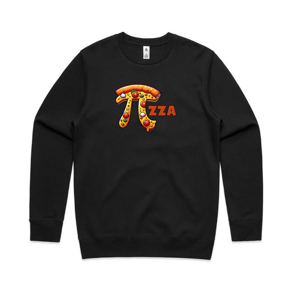 Pizza Pi - AS Colour Stencil Crew Sweatshirt Black Sweatshirt Maths Printed In Australia