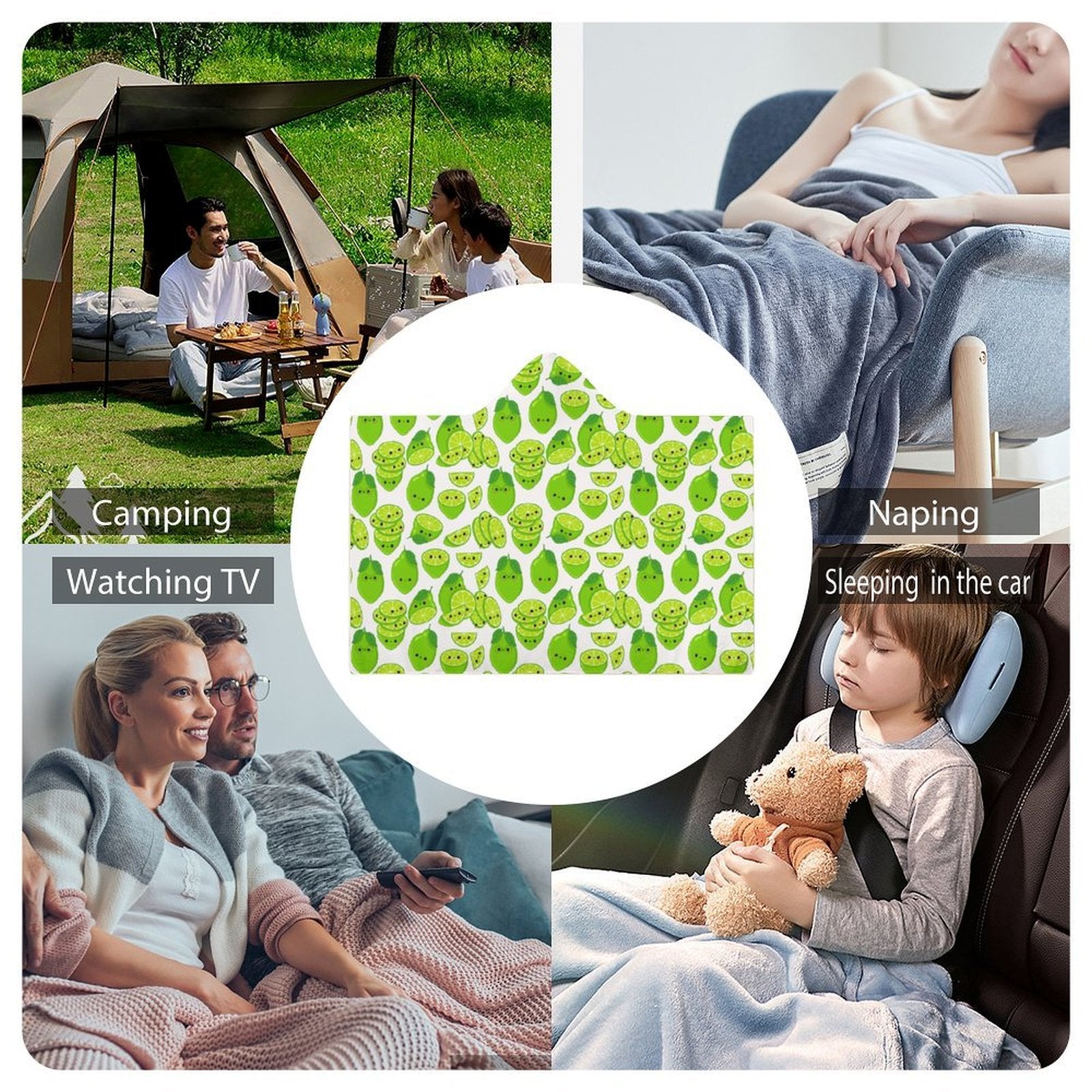 Cute Limes Kids Hooded Blanket 100cm x 130cm Kids Hooded Blanket Food Printed Offshore