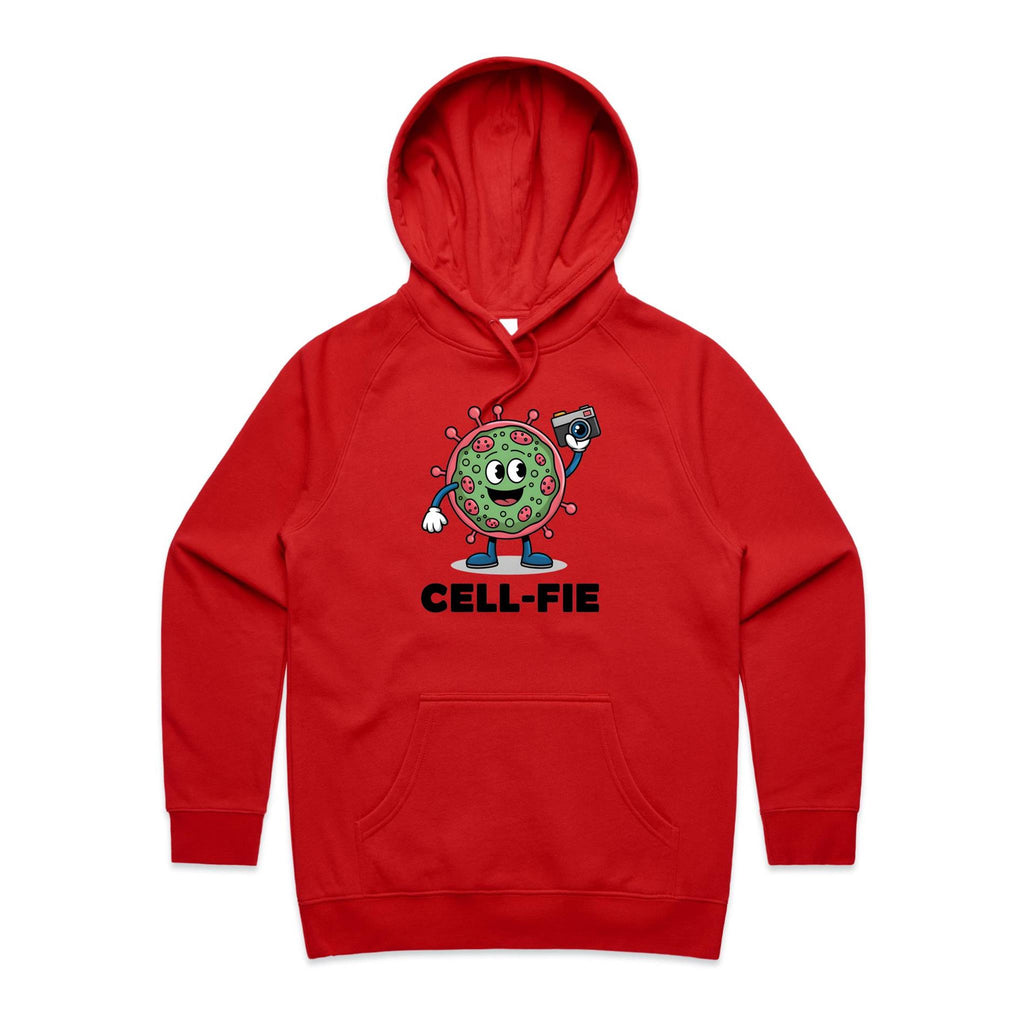 Cell-fie Cell Selfie Women's AS Colour Hoodie Red Womens Hoodie Printed In Australia Science