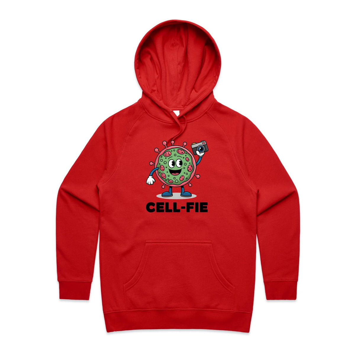 Cell-fie Cell Selfie Women's AS Colour Hoodie Red Womens Hoodie Printed In Australia Science