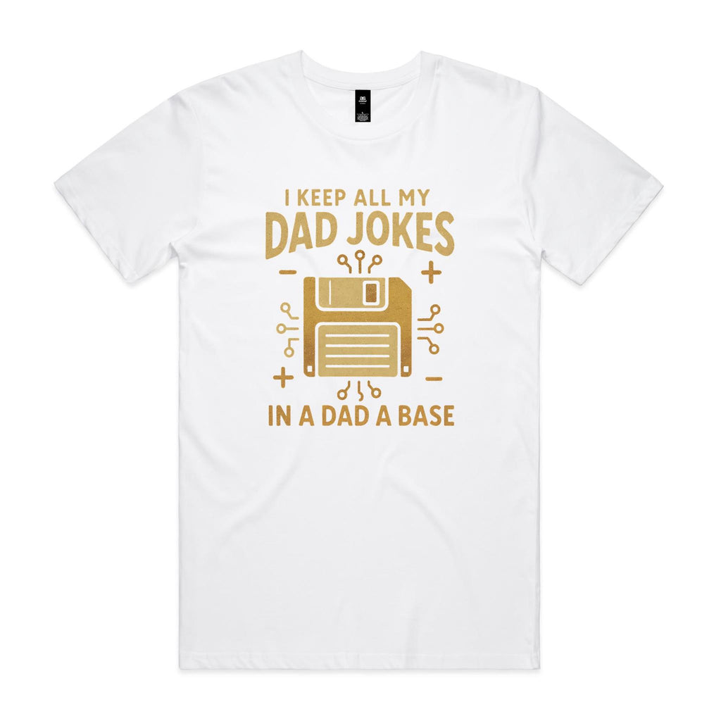 Dad Jokes Dad A Base Men's AS Colour T-shirt White Mens T-shirt Dad Printed In Australia