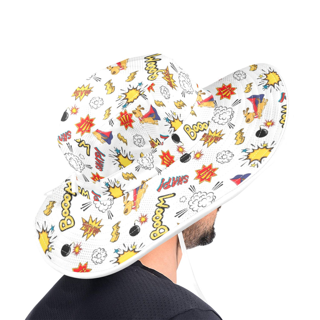 Super Dog Wide Brim Bucket Hat Wide Brim Bucket Hat animal comic Printed Offshore