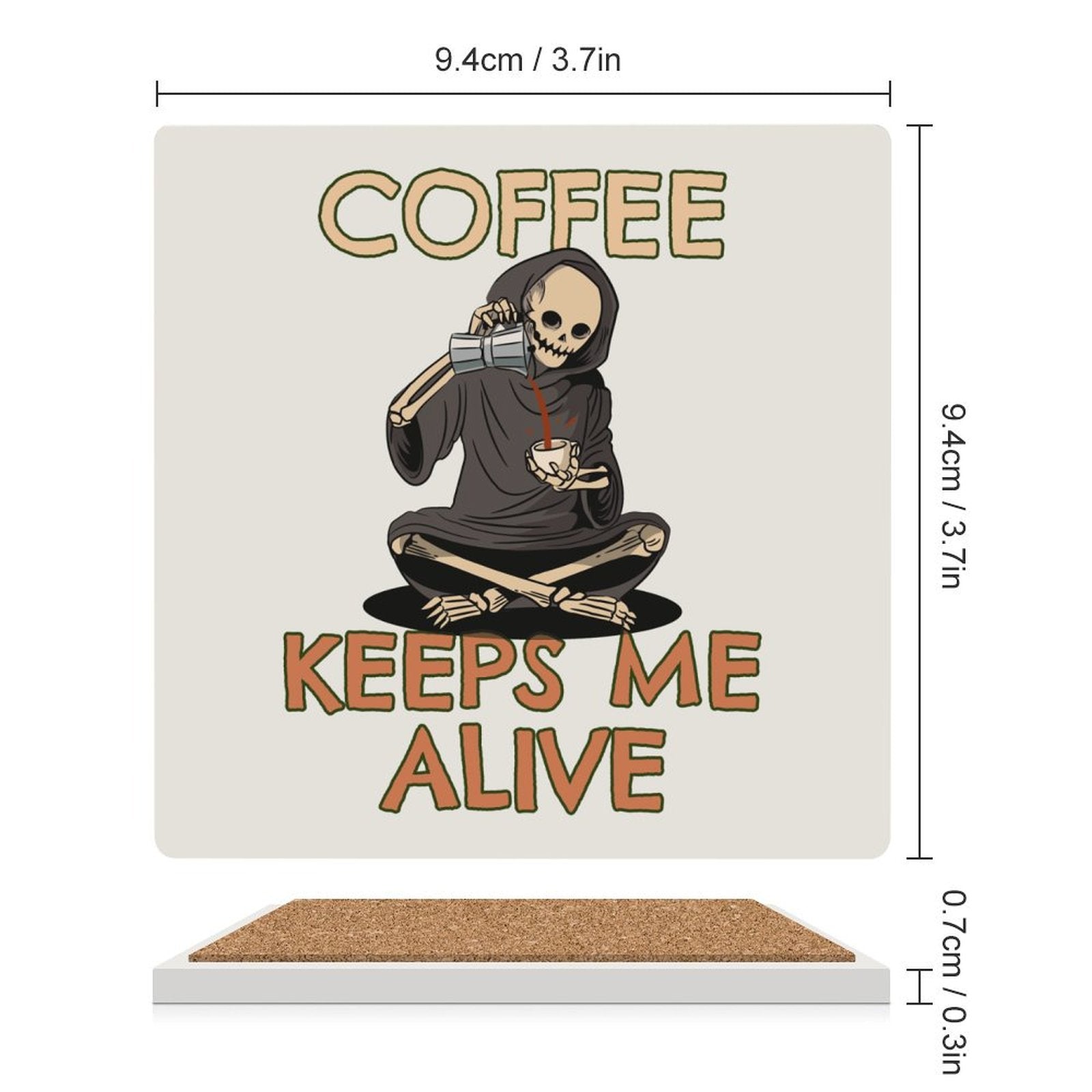Coffee Keeps Me Alive - Ceramic Coasters (Square) Ceramic Coasters Coffee Printed Offshore