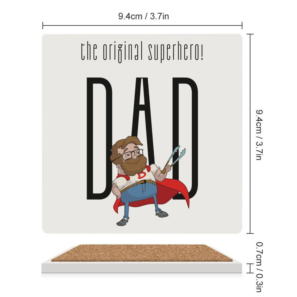 Dad, The Original Superhero - Ceramic Coasters (Square) Ceramic Coasters Dad Printed Offshore