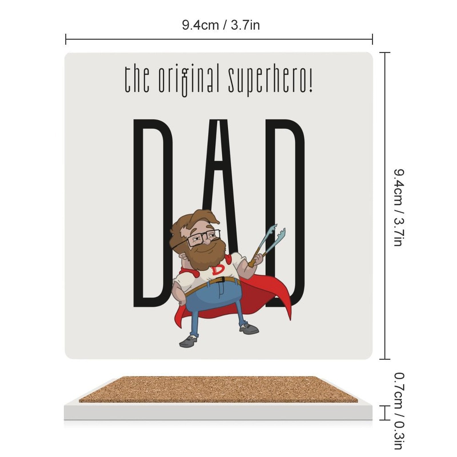 Dad, The Original Superhero - Ceramic Coasters (Square) Ceramic Coasters Dad Printed Offshore