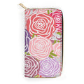 Abstract Roses - PU Leather Wallet white 19.7x10.5cm Zippered Wallet / Purse Printed Offshore