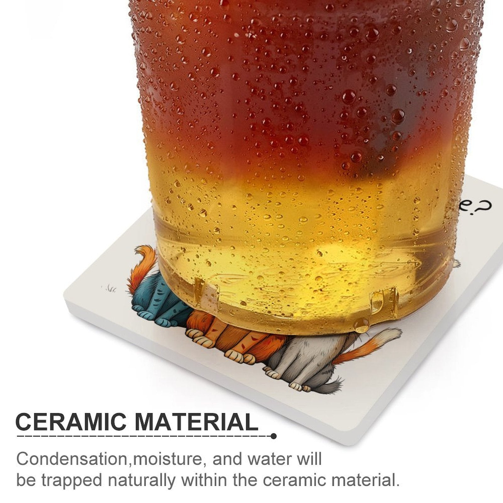 Where Is My Coffee, Cats - Ceramic Coasters (Square) Ceramic Coasters animal Coffee Printed Offshore