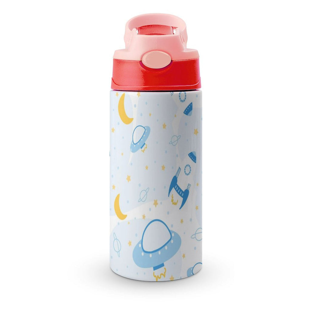 UFO's - Little Kids Water Bottle pink 350ml Little Kids Water Bottle Printed Offshore Sci Fi