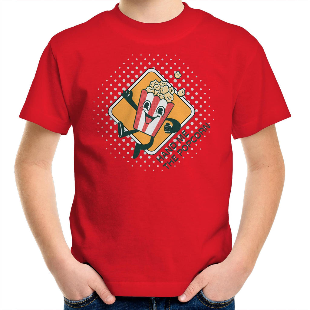 Hand Me The Popcorn - Kids Youth T-Shirt Red Kids Youth T-shirt Food Printed In Australia