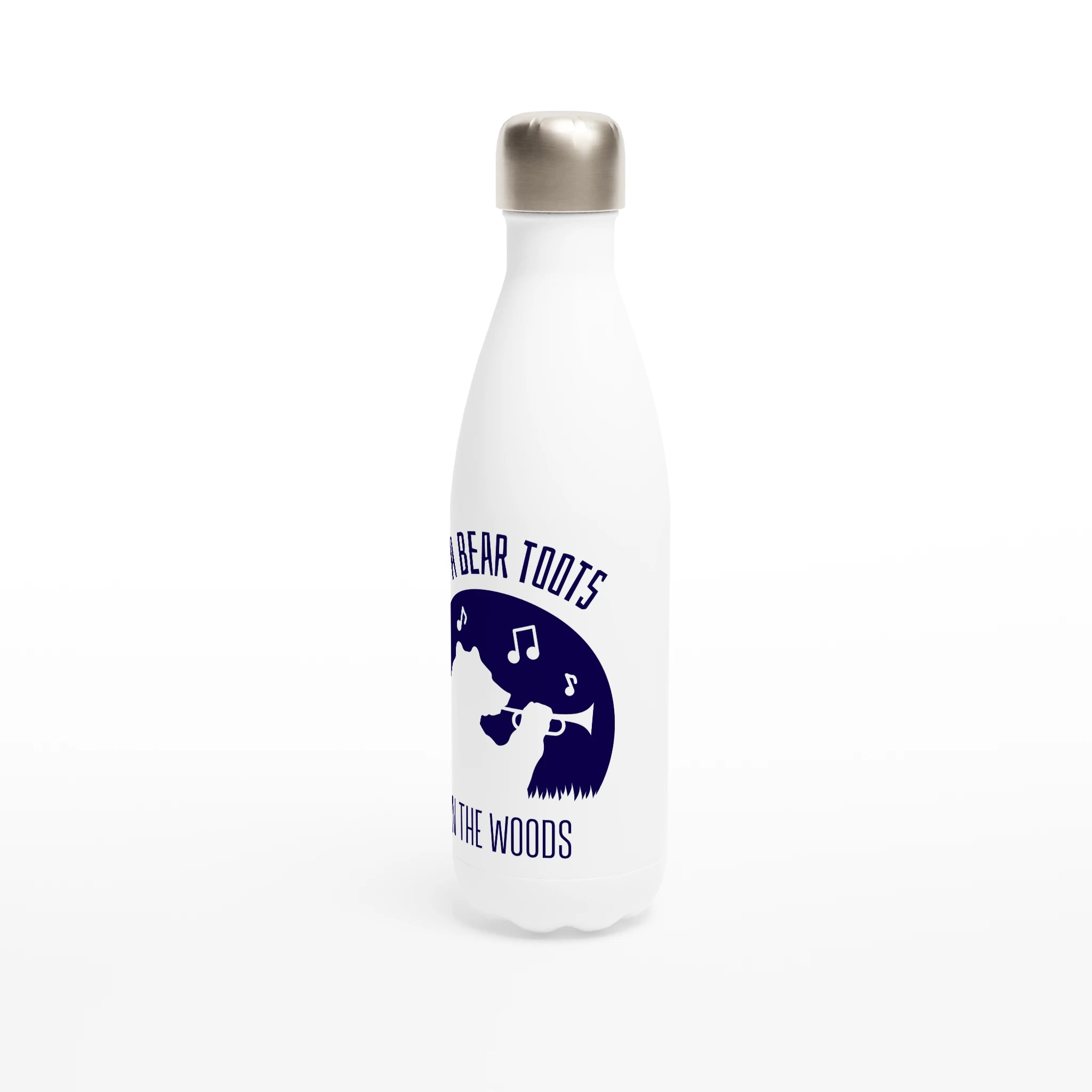 If A Bear Toots In The Woods, Trumpet Player - White 17oz Stainless Steel Water Bottle White Water Bottle animal Globally Fulfilled Music
