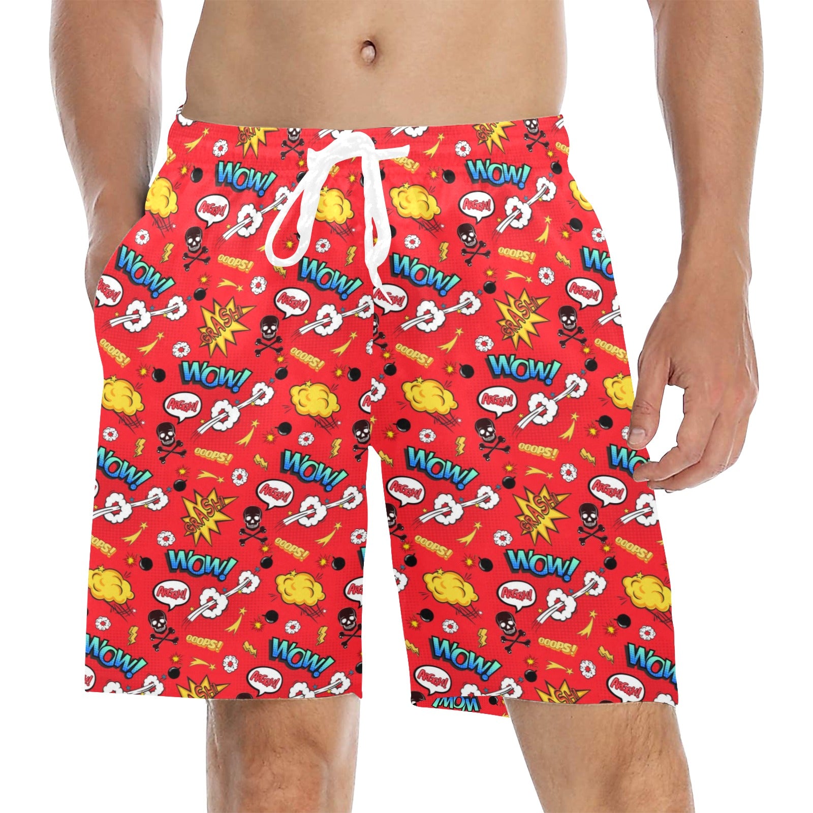 Comic Book Red - Men's Mid-Length Beach Shorts 5XL Men's Mid-Length Beach Shorts comic Printed Offshore