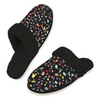 Quavers, Music Notes Men's Fur Trim Thick-Sole Indoor Slippers 2XL Men's Fur Trimmed Slippers Music Printed Offshore