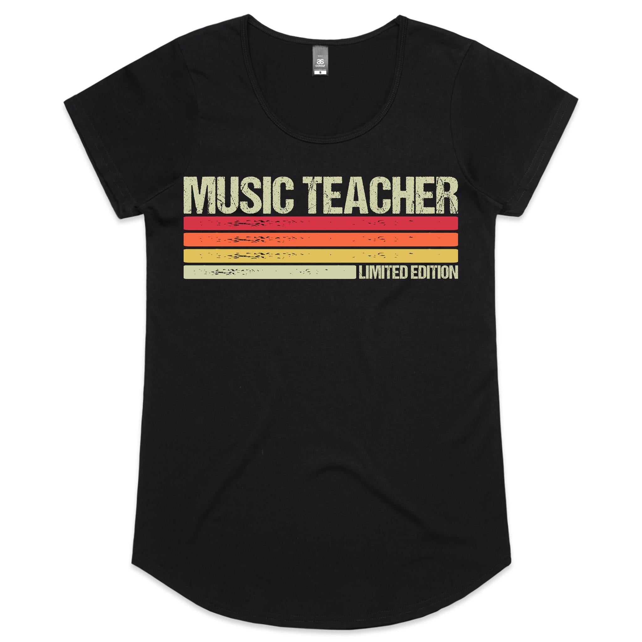 Music Teacher, Limited Edition - Womens Scoop Neck T-Shirt Black Womens Scoop Neck T-shirt Music Printed In Australia Teacher