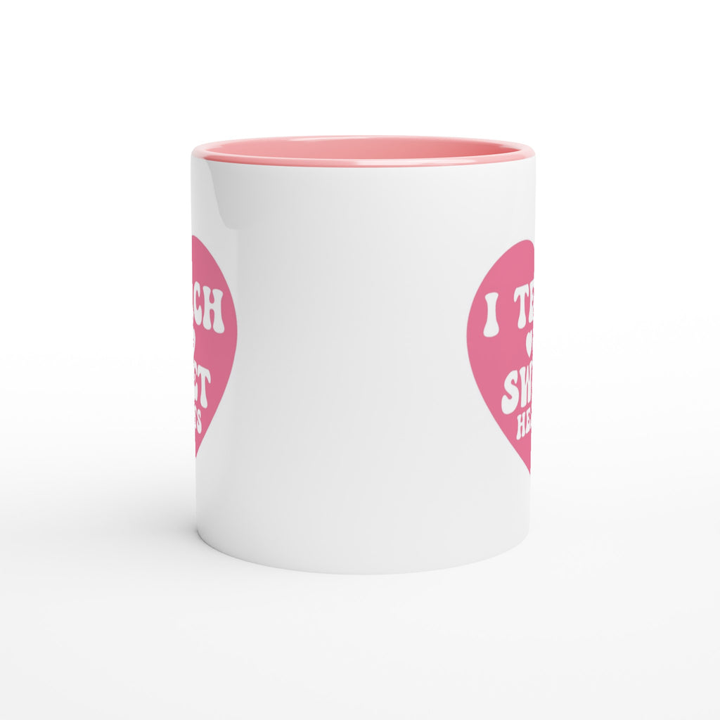 I Teach Sweet Hearts - White 11oz Ceramic Mug with Colour Inside Colour 11oz Mug Globally Fulfilled Teacher