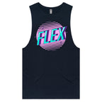 Flex - Tank Top Tee Navy Drop Arm Tank Top Fitness Printed In Australia